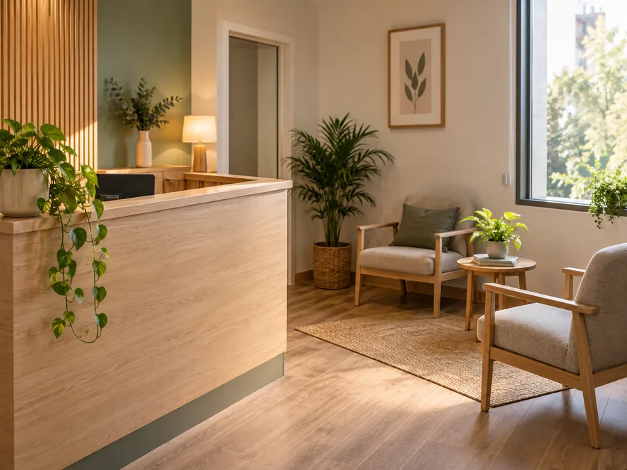 Recepción y sala de espera del consultorio