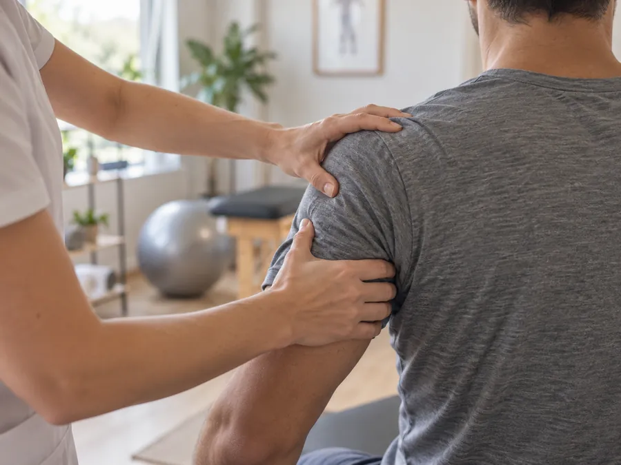 Sesión de terapia manual sobre el hombro